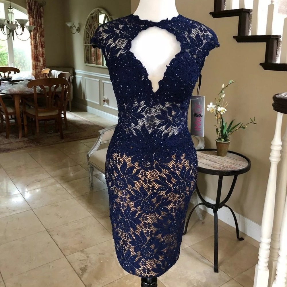 Jovani Navy Lace Cocktail Dress NWT